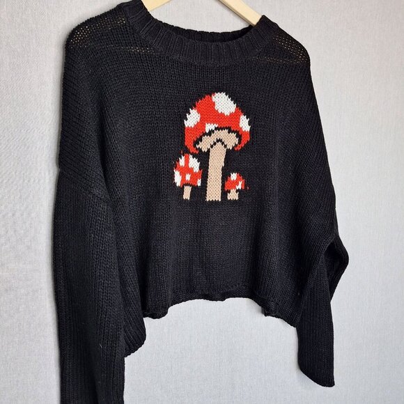 💙 Rue21 Oversized Soft Knit Mushroom Sweater Size XL/2X Cozy Warm Streetwear Cu - Picture 6 of 8